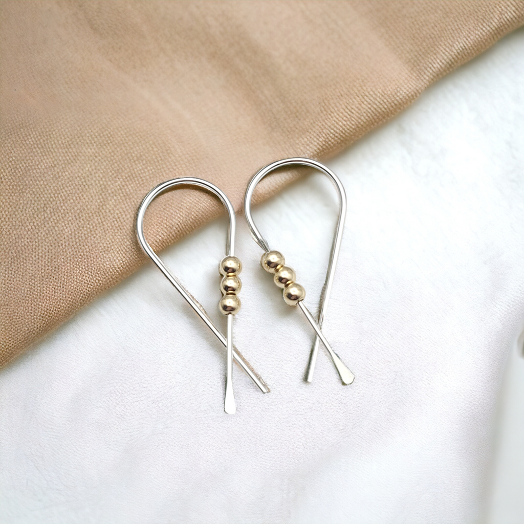 Ribbon - Silver with Gold Earrings Bijou by SAM
