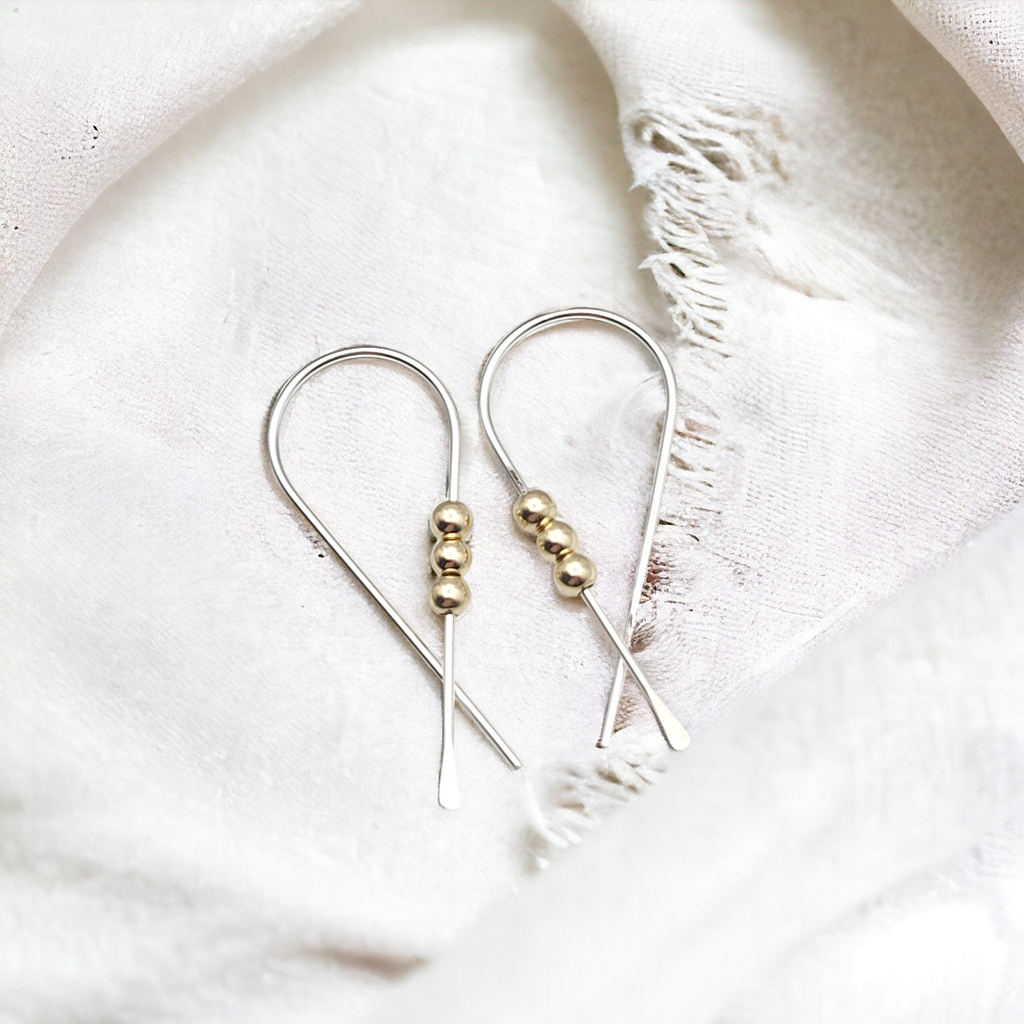 Ribbon - Silver with Gold Earrings Bijou by SAM