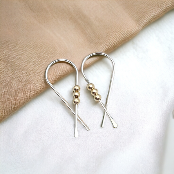 Ribbon - Silver with Gold Earrings Bijou by SAM