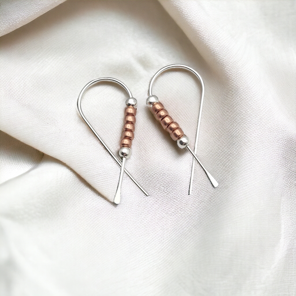 Ribbon - Silver with Copper Earrings Bijou by SAM