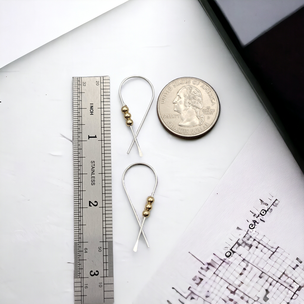 Ribbon - Silver with Gold Earrings Bijou by SAM