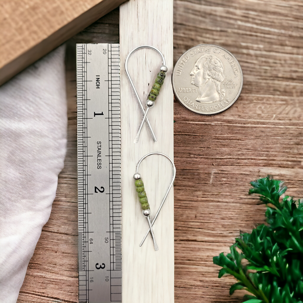 Ribbon - Silver with Chartreuse Earrings Bijou by SAM