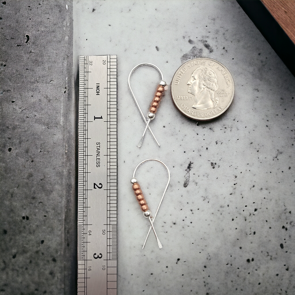 Ribbon - Silver with Copper Earrings Bijou by SAM