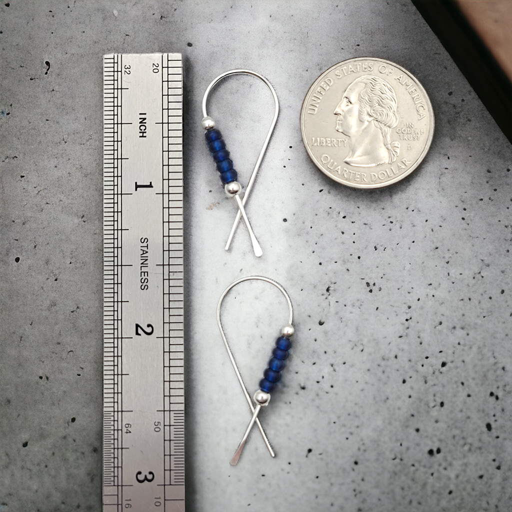 Ribbon - Silver & Blue Earrings Bijou by SAM