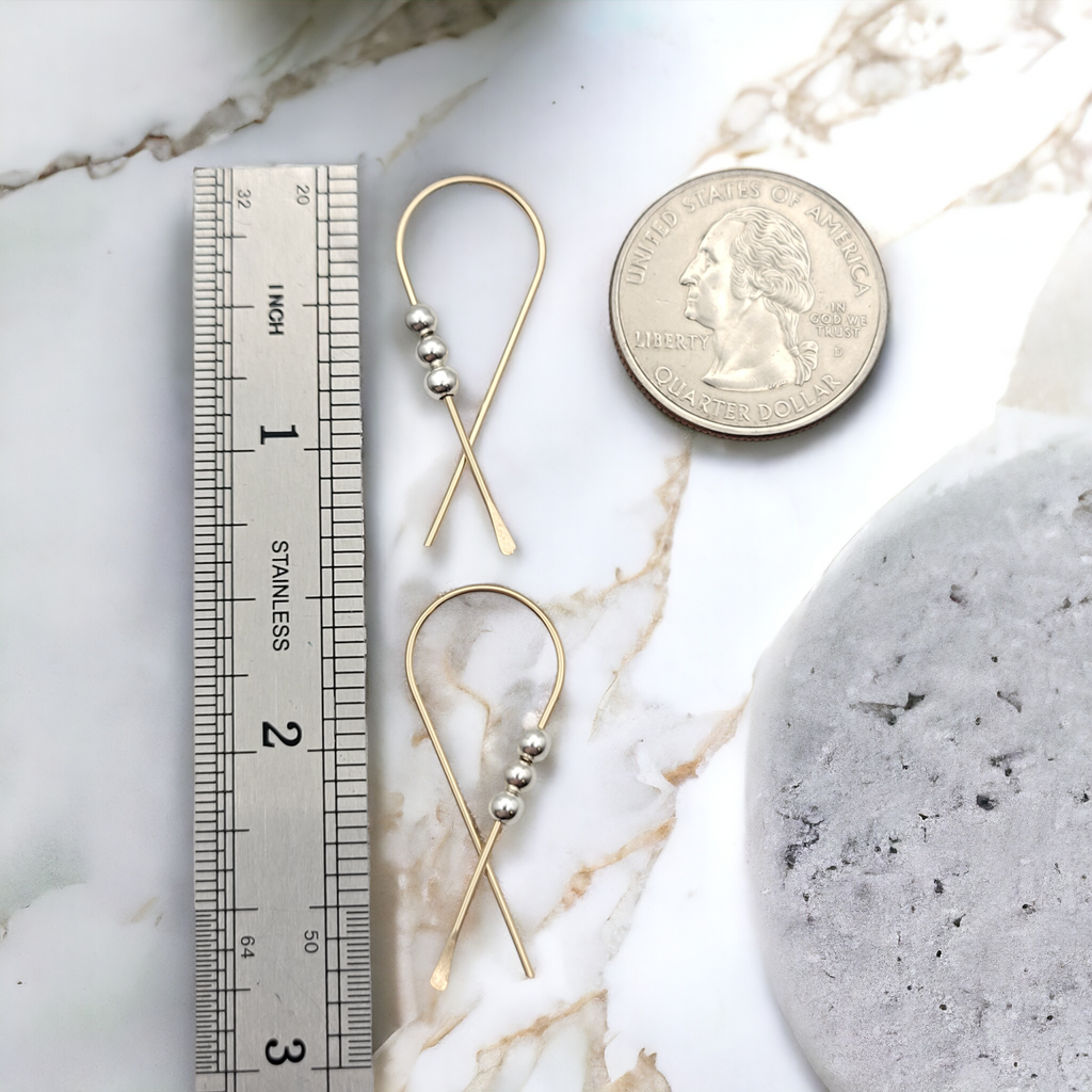 Ribbon - Gold with Silver Earrings Bijou by SAM