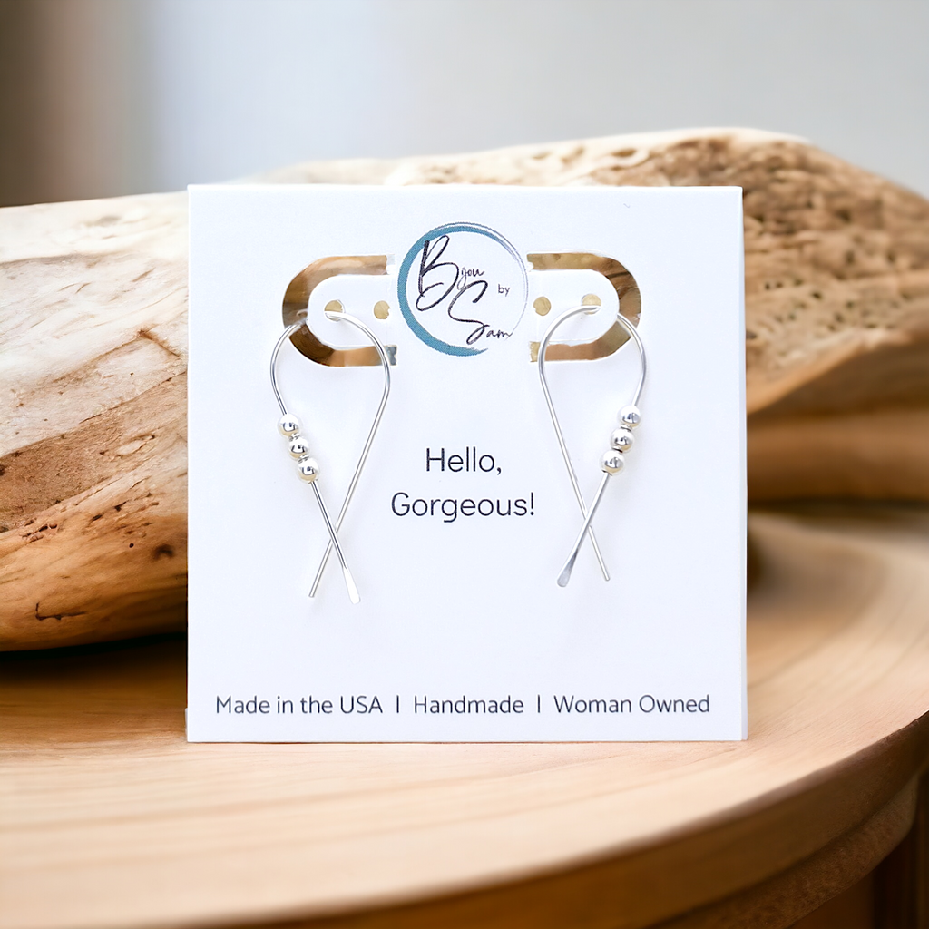 Ribbon - Silver & Silver Earrings Bijou by SAM