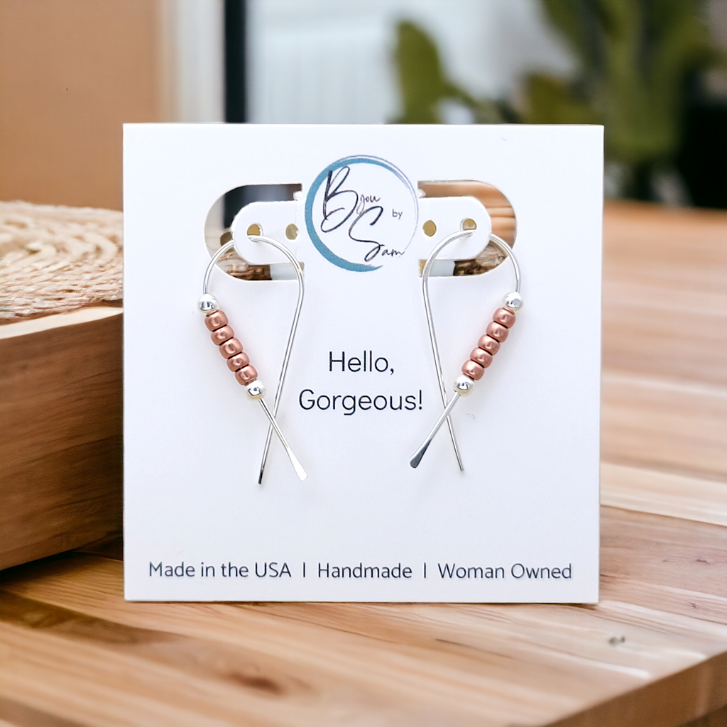 Ribbon - Silver with Copper Earrings Bijou by SAM