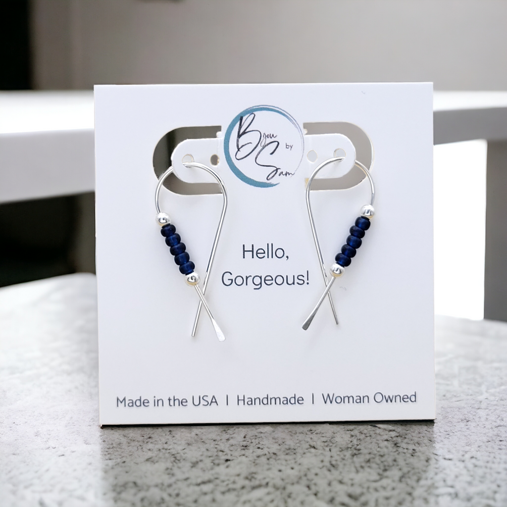 Ribbon - Silver & Blue Earrings Bijou by SAM