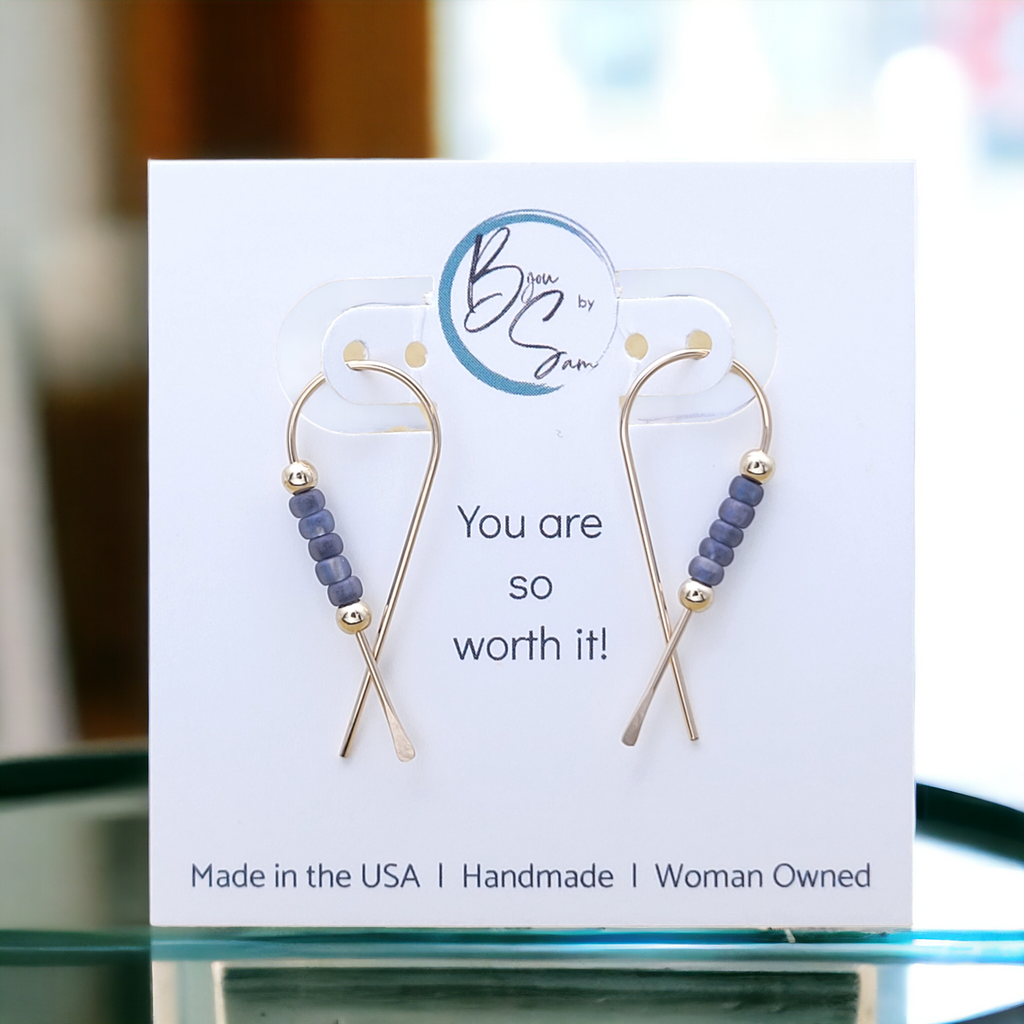 Ribbon - Gold & Purple Earrings Bijou by SAM