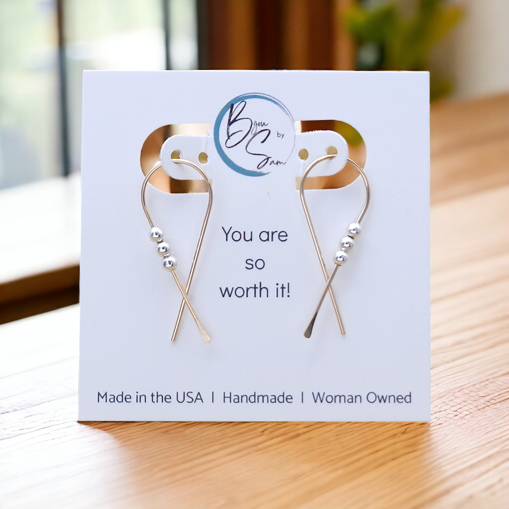 Ribbon - Gold with Silver Earrings Bijou by SAM