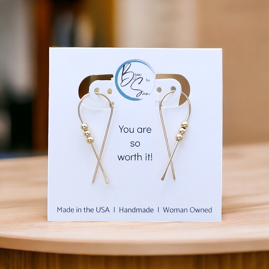 Ribbon - Gold with Gold Earrings Bijou by SAM