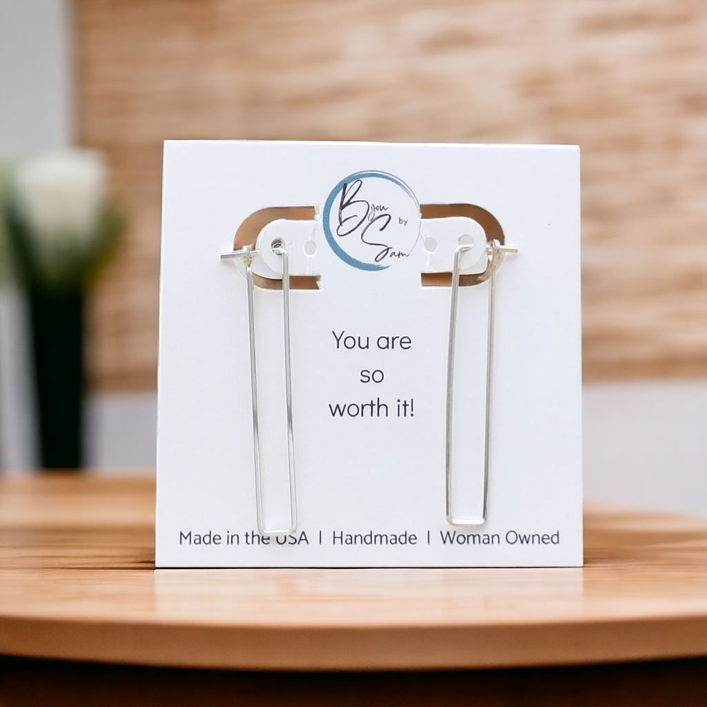 True - Silver Rectangle Earrings Bijou by SAM