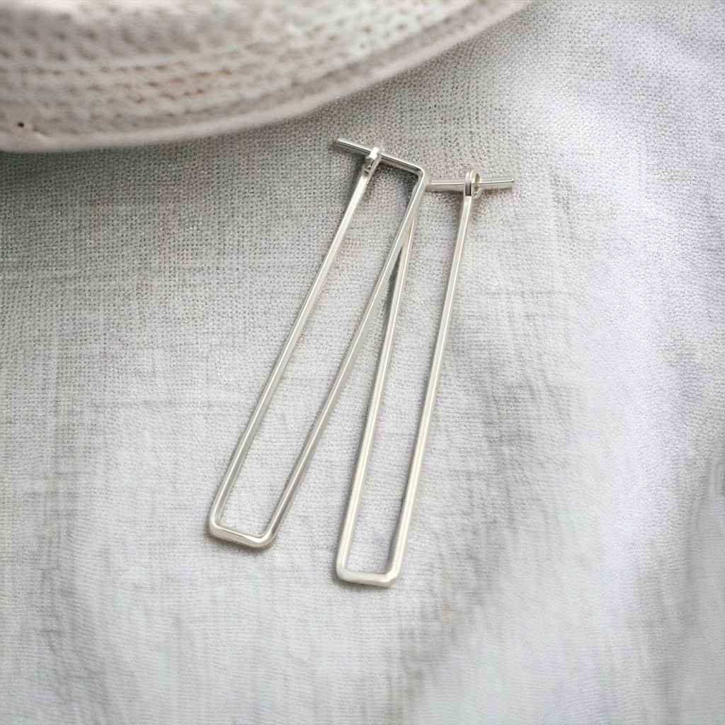 True - Silver Rectangle Earrings Bijou by SAM