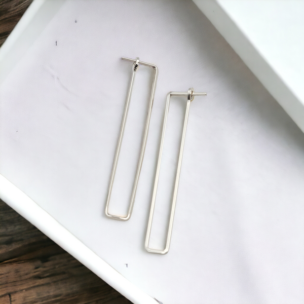 True - Silver Rectangle Earrings Bijou by SAM
