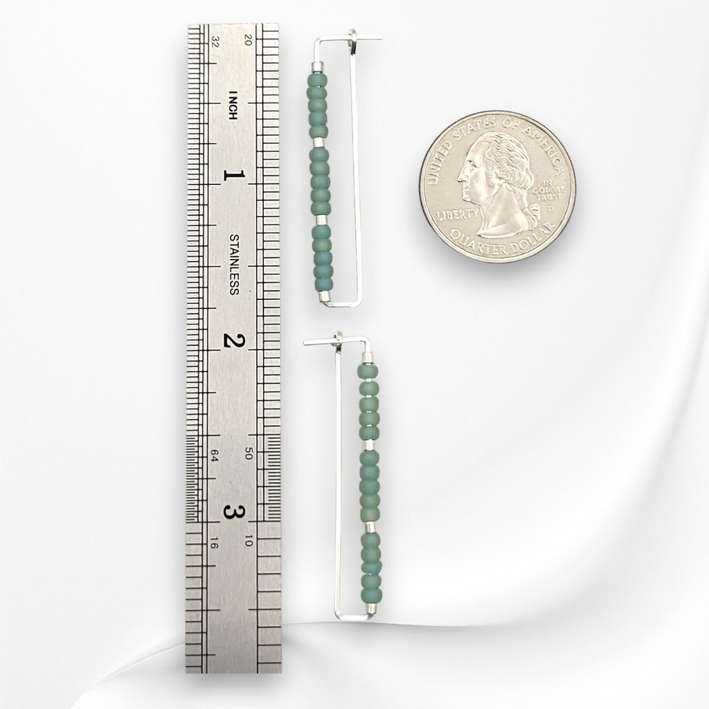 True - Silver & Sea Glass Rectangle Earrings Bijou by SAM