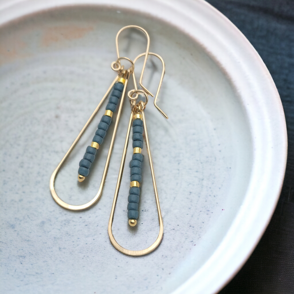 Harley - Gold & Teal Earrings Bijou by SAM