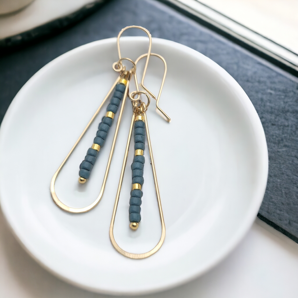 Harley - Gold & Teal Earrings Bijou by SAM