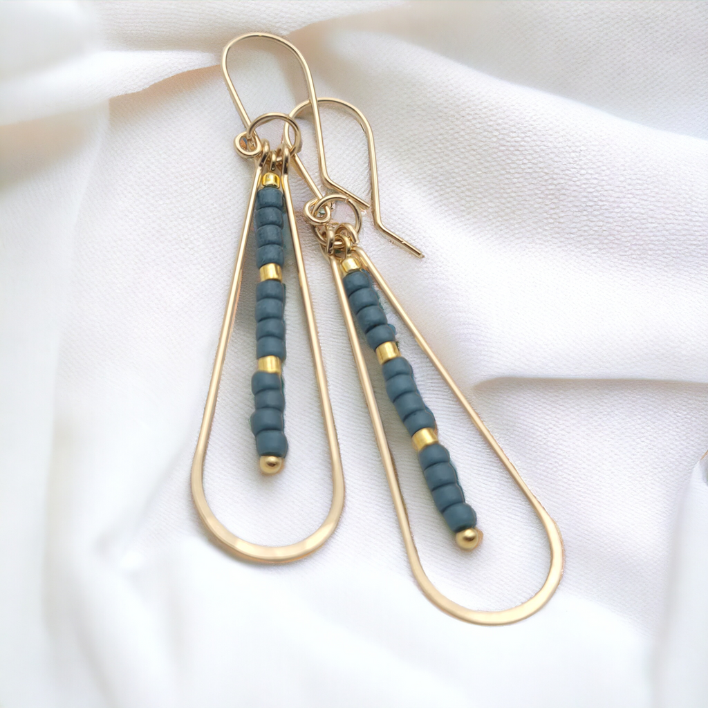 Harley - Gold & Teal Earrings Bijou by SAM