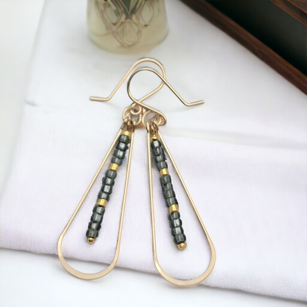 Harley - Gold & Smokey Quartz Earrings Bijou by SAM
