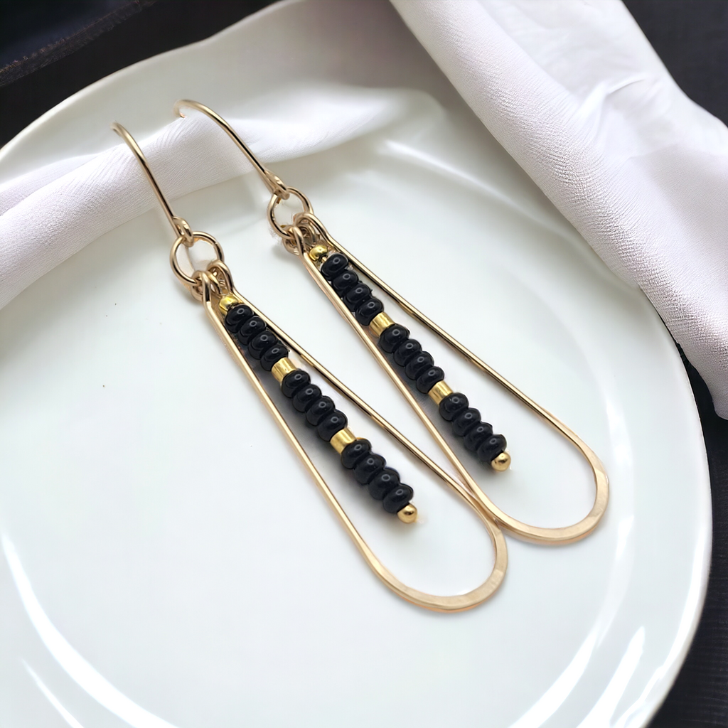 Harley - Gold & Black Earrings Bijou by SAM