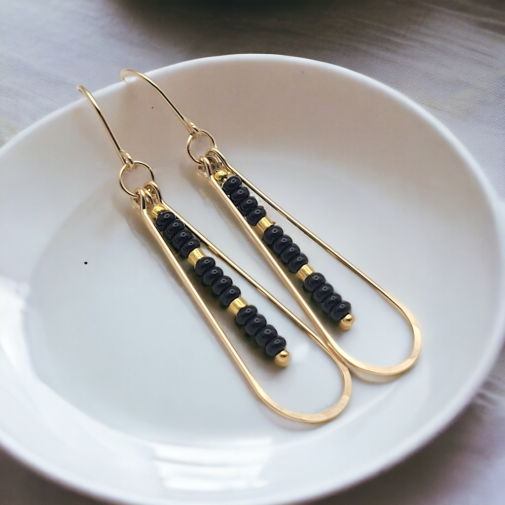 Harley - Gold & Black Earrings Bijou by SAM
