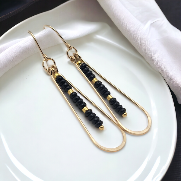 Harley - Gold & Black Earrings Bijou by SAM