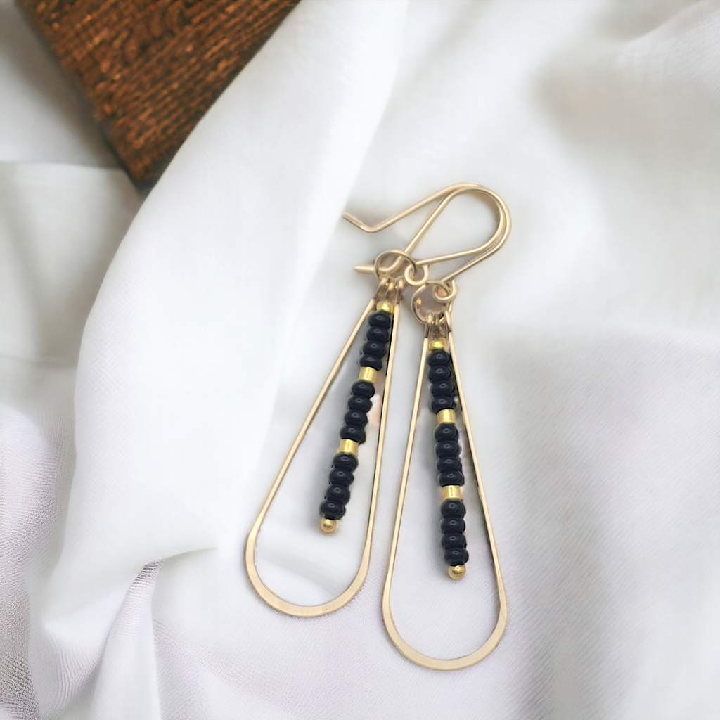 Harley - Gold & Black Earrings Bijou by SAM