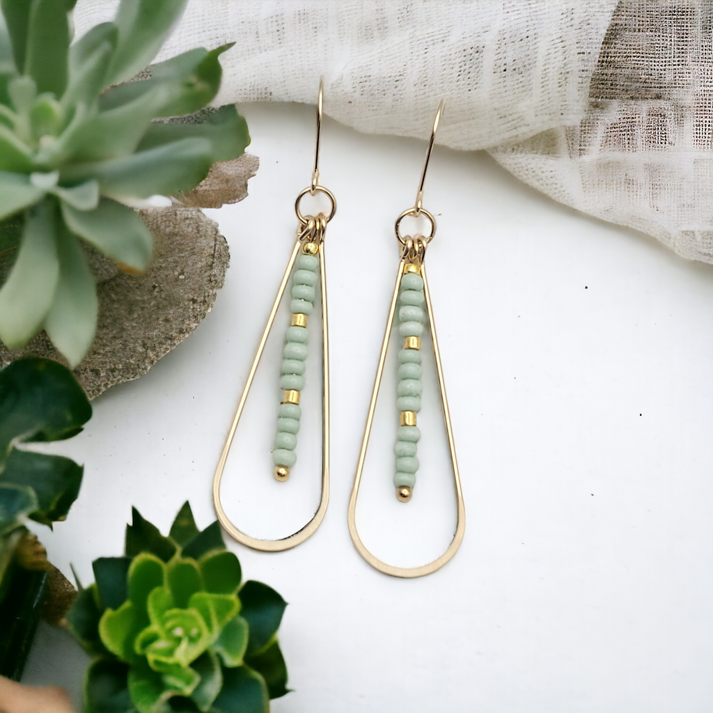Harley - Gold & Mint Green Earrings Bijou by SAM