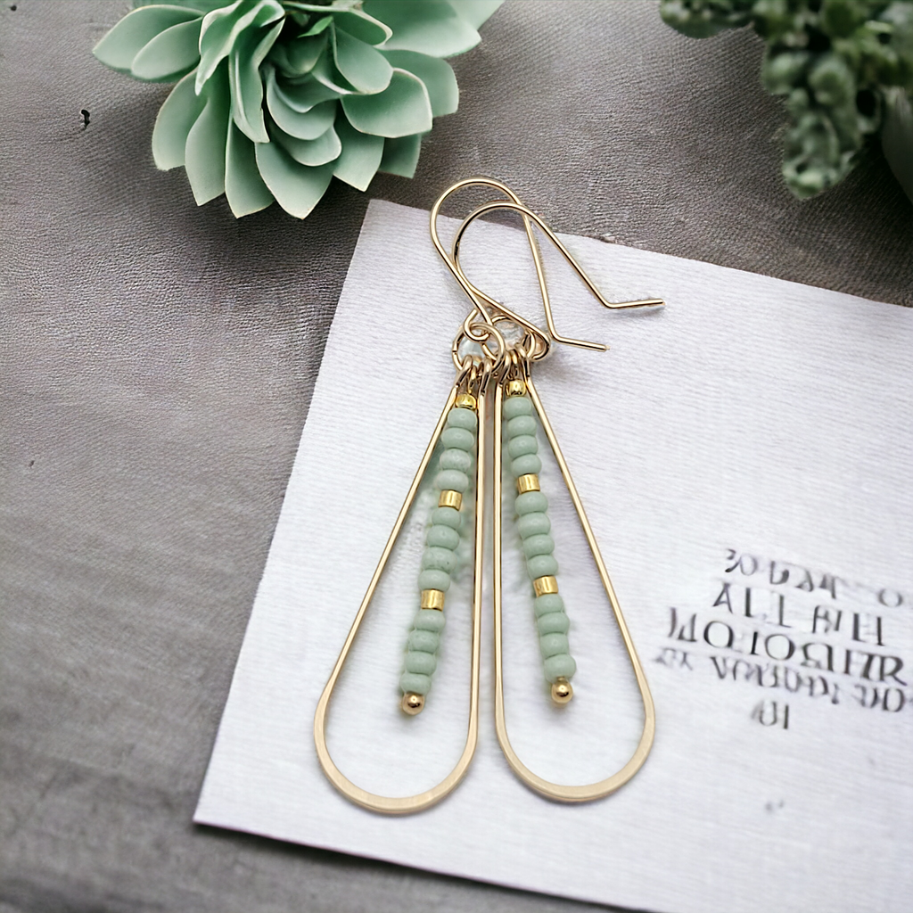 Harley - Gold & Mint Green Earrings Bijou by SAM