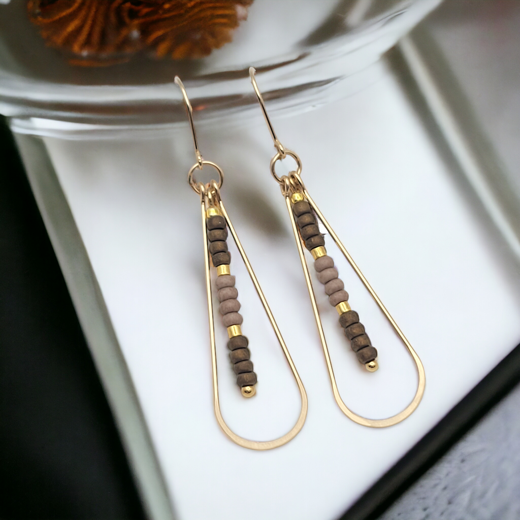Harley - Gold & Brown Earrings Bijou by SAM