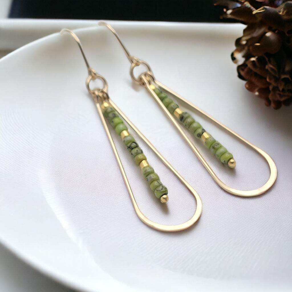 Harley - Gold & Chartreuse Green Earrings Bijou by SAM