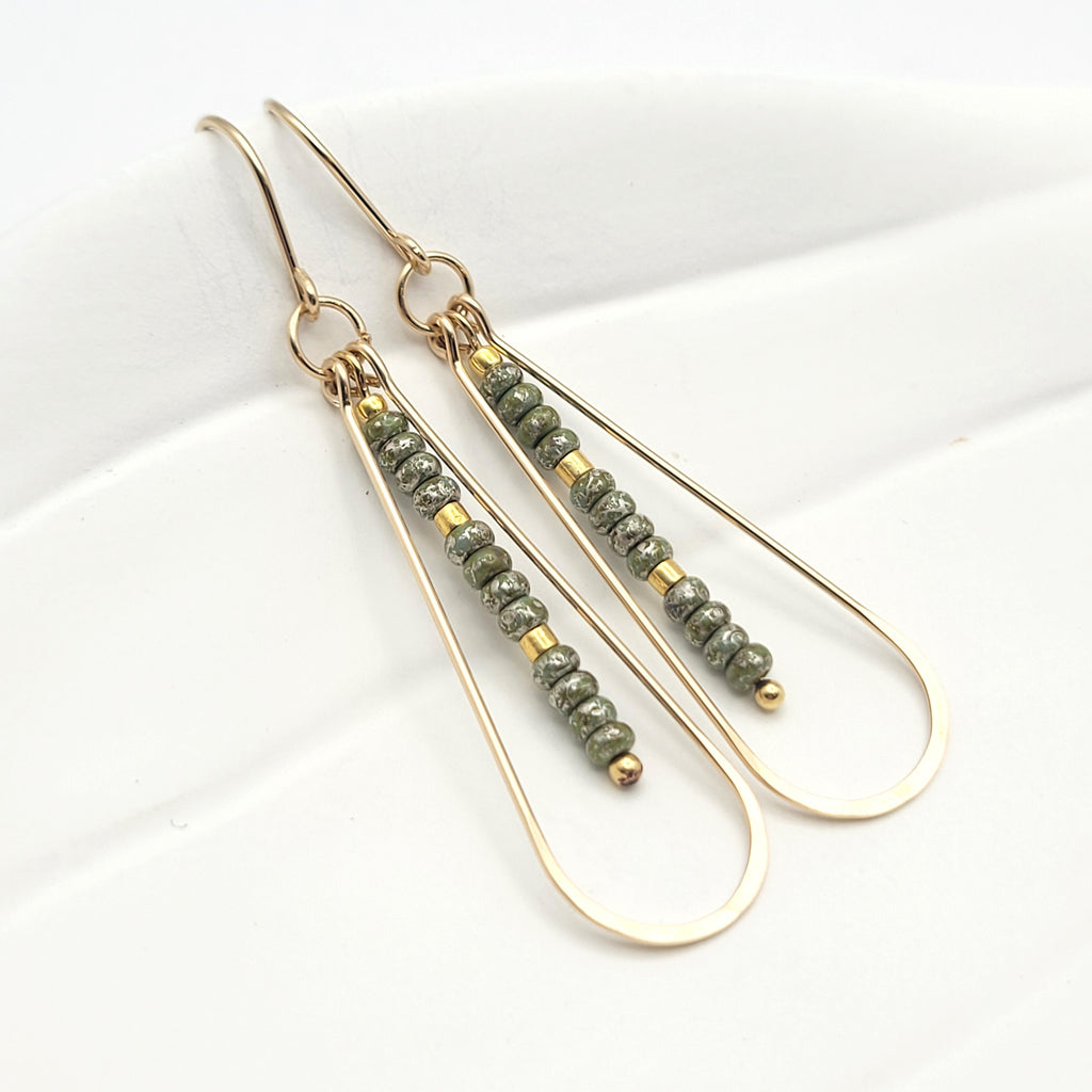 Harley - Gold & Sage Green Earrings Bijou by SAM