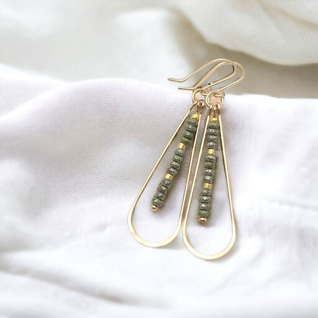 Harley - Gold & Sage Green Earrings Bijou by SAM