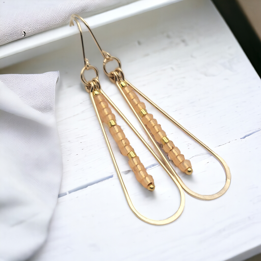Harley - Gold & Peach Earrings Bijou by SAM