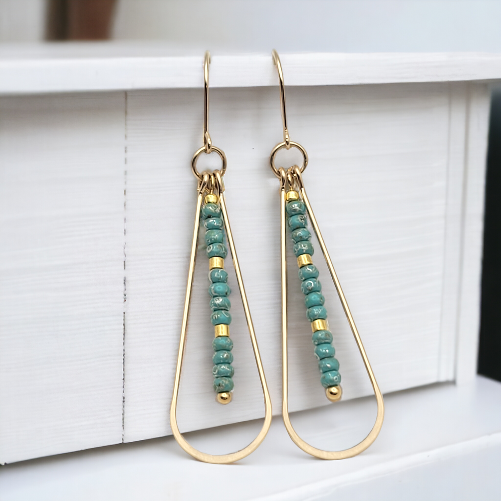 Harley - Gold & Turquoise Earrings Bijou by SAM