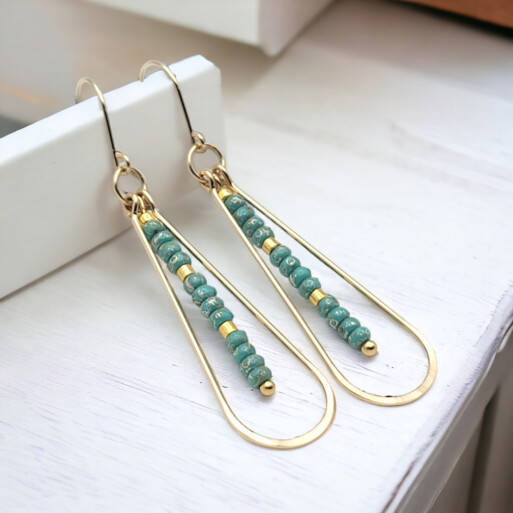 Harley - Gold & Turquoise Earrings Bijou by SAM