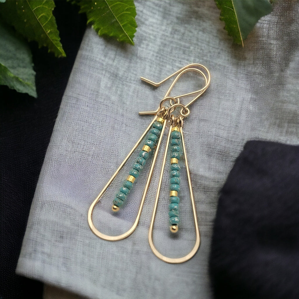 Harley - Gold & Turquoise Earrings Bijou by SAM