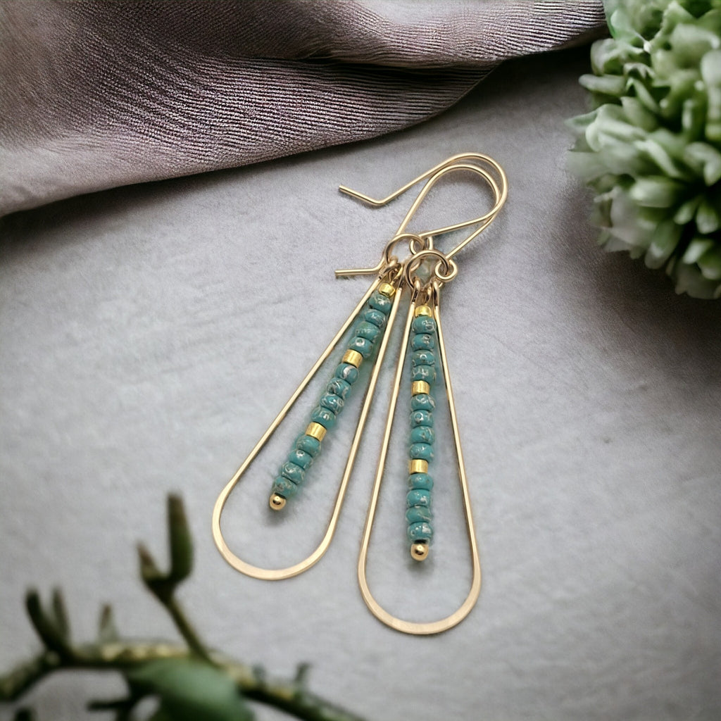 Harley - Gold & Turquoise Earrings Bijou by SAM