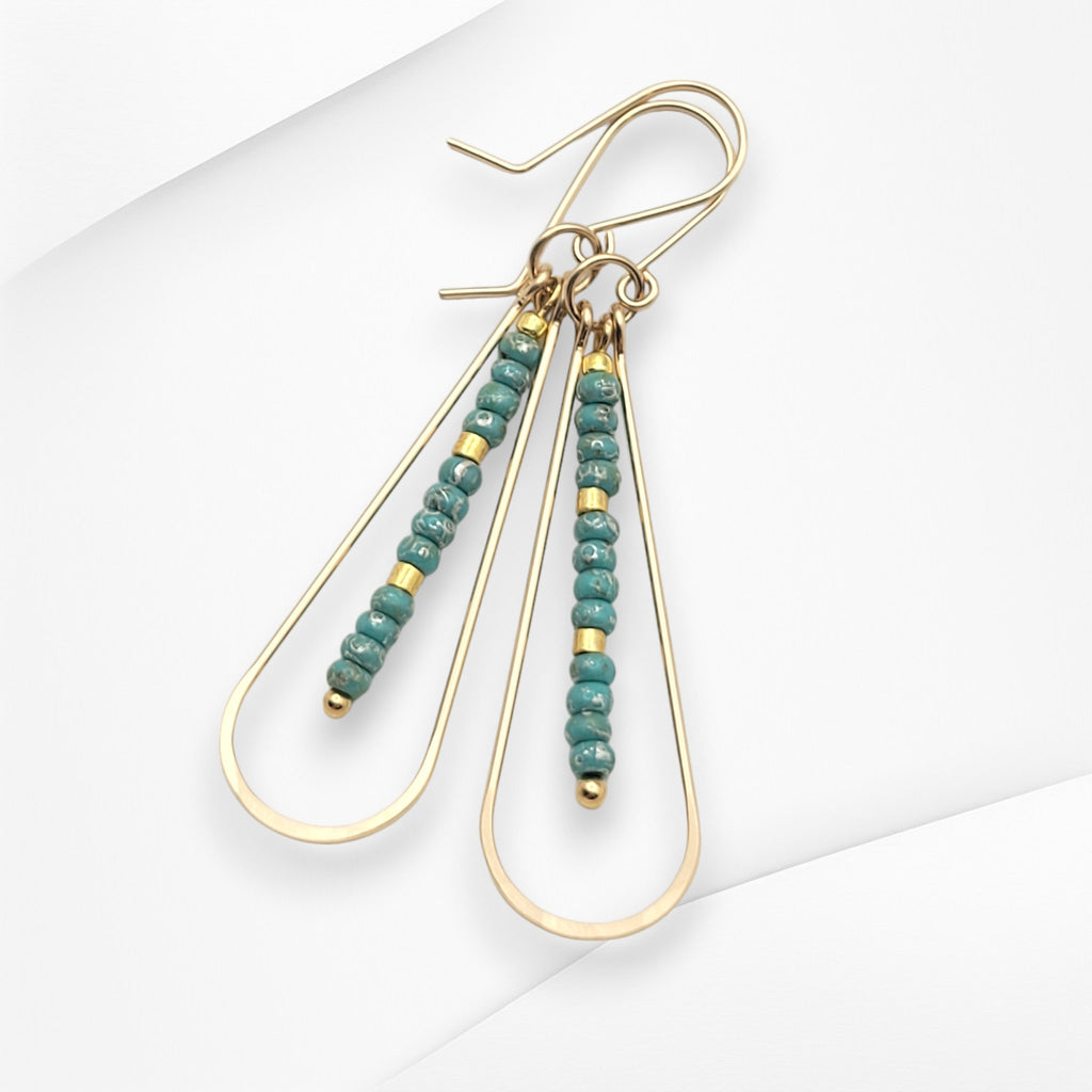 Harley - Gold & Turquoise Earrings Bijou by SAM