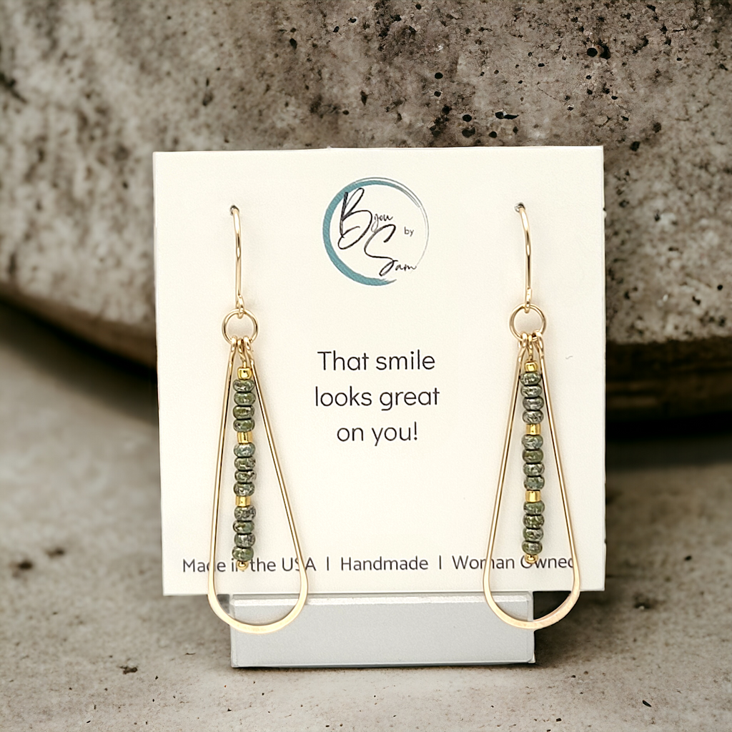 Harley - Gold & Sage Green Earrings Bijou by SAM
