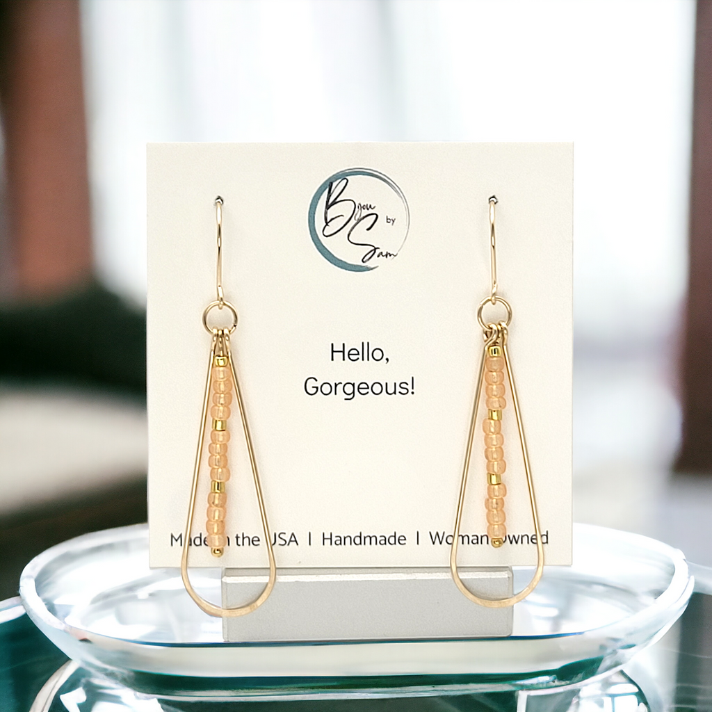 Harley - Gold & Peach Earrings Bijou by SAM