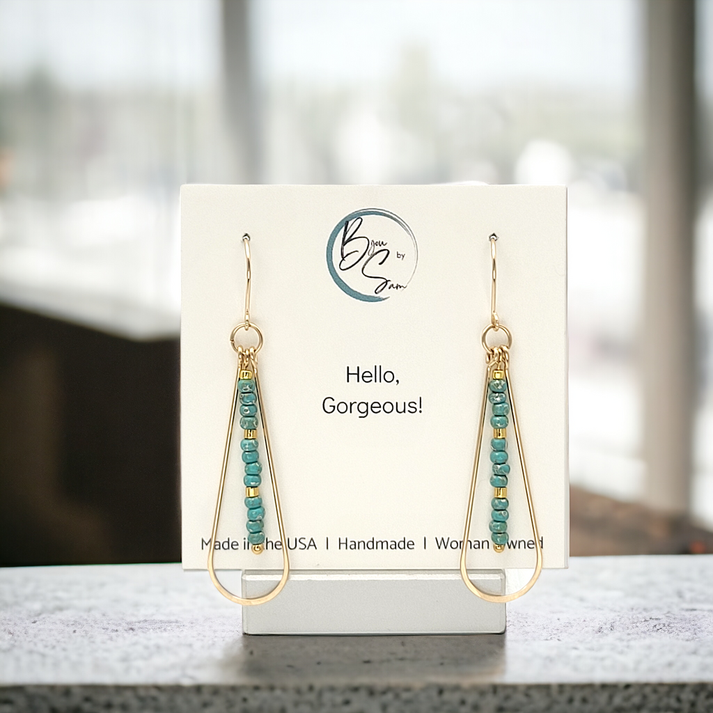 Harley - Gold & Turquoise Earrings Bijou by SAM