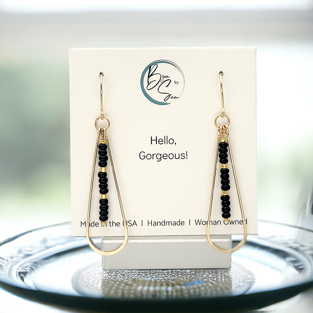 Harley - Gold & Black Earrings Bijou by SAM