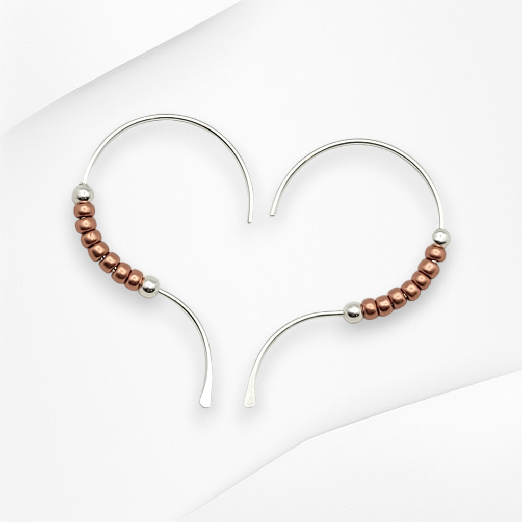Open Heart - Silver & Copper Earrings Bijou by SAM