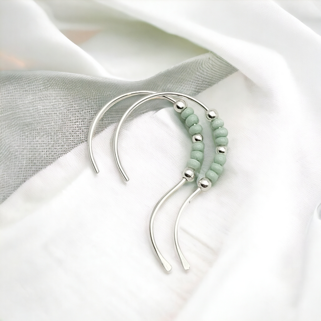 Open Heart - Silver & Mint Earrings Bijou by SAM