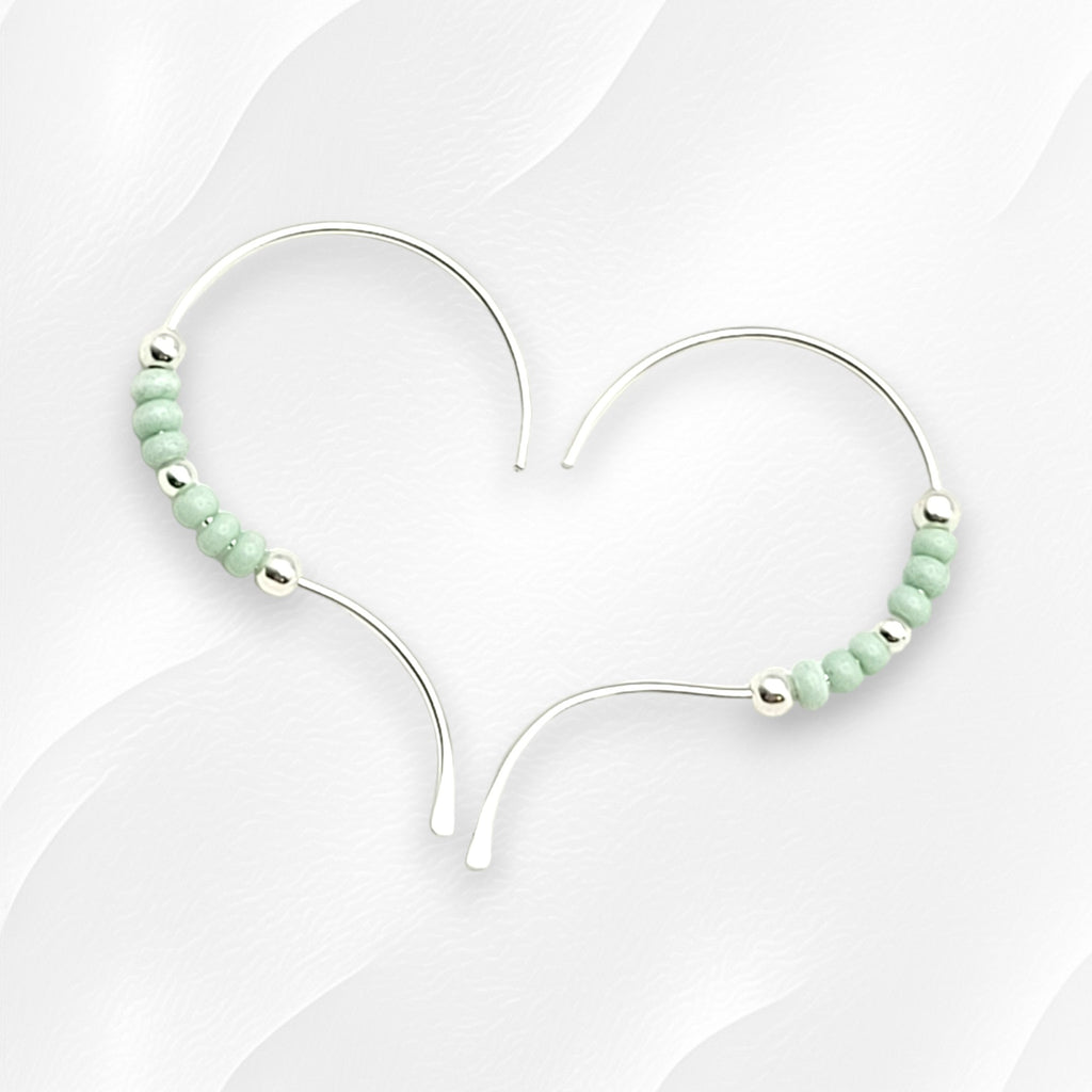 Open Heart - Silver & Mint Earrings Bijou by SAM