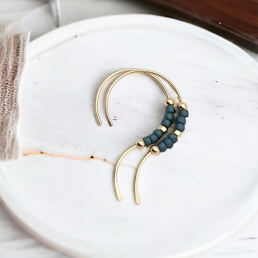 Open Heart - Gold & Teal Earrings Bijou by SAM