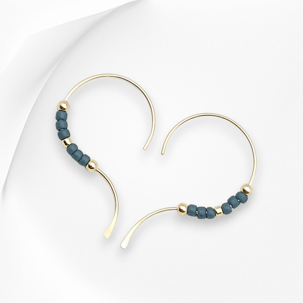 Open Heart - Gold & Teal Earrings Bijou by SAM