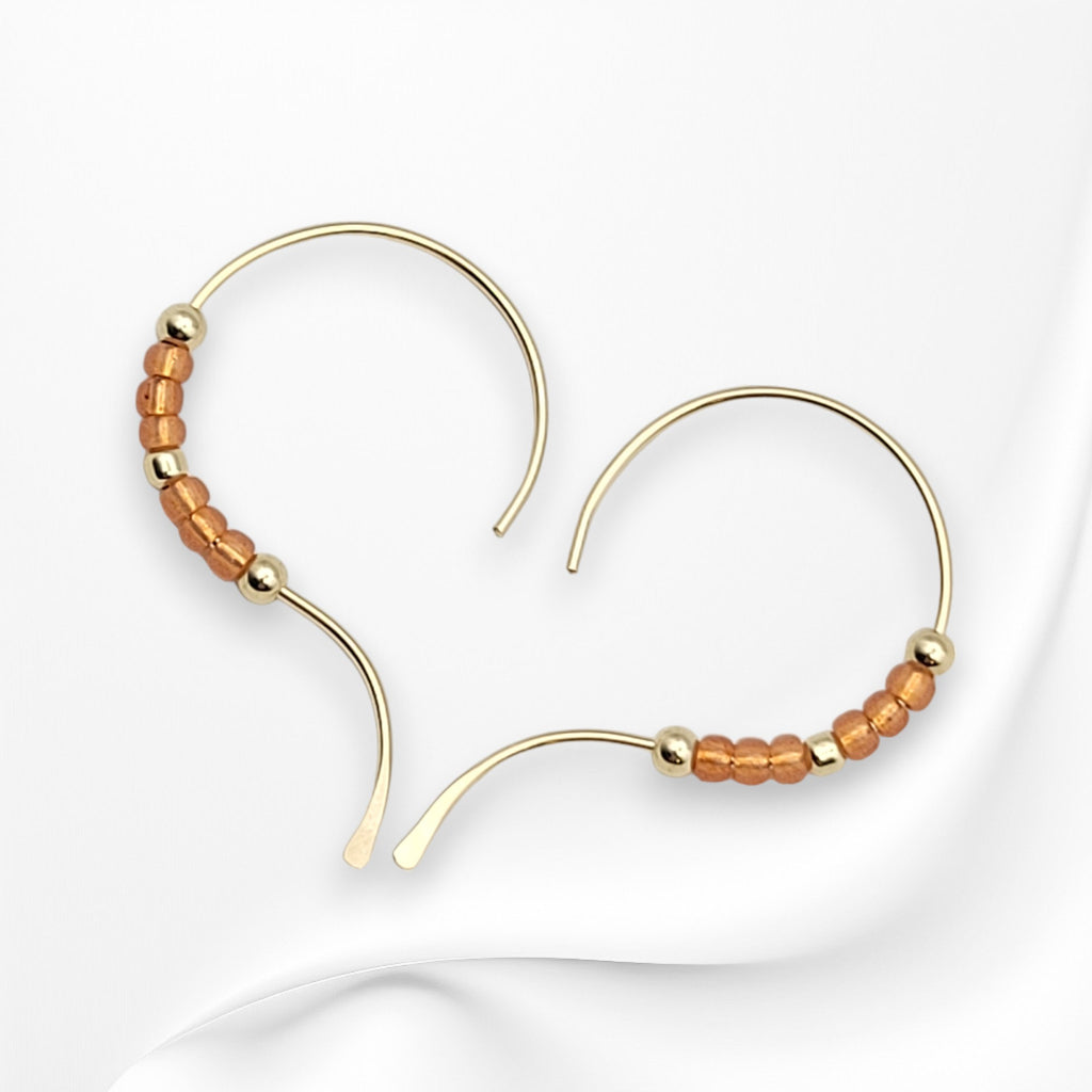 Open Heart - Gold & Orange Earrings Bijou by SAM