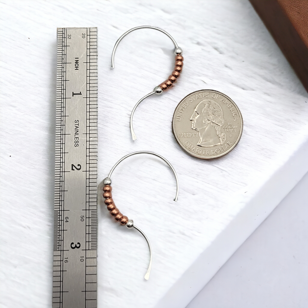 Open Heart - Silver & Copper Earrings Bijou by SAM